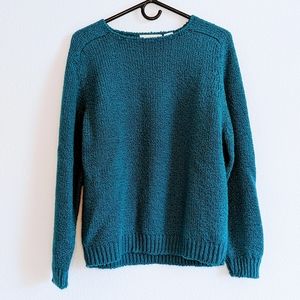Vintage Oscar de la Renta Expressions blue-green cable knit sweater size large